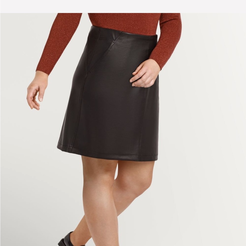 A-line faux leather skirt